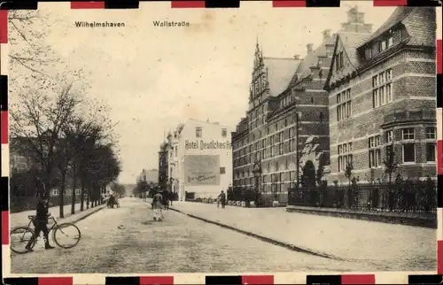 Passepartout Ak Wilhelmshaven in Niedersachsen, Wallstraße, Hotel Deutsches Haus