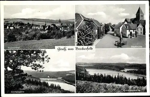 Ak Breckerfeld im Sauerland, Stadtmitte, Ennepetalsperre, Glörtalsperre, Blick auf den Ort