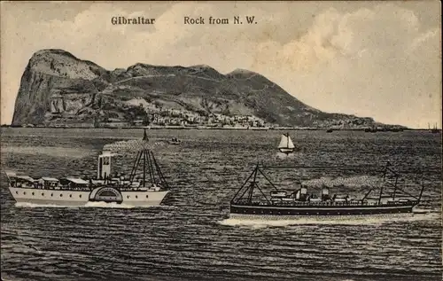 Ak Gibraltar, Rock from North West, Dampfer