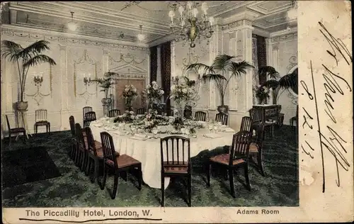 Ak London City, Piccadilly Hotel, Innenansicht, Adams Room