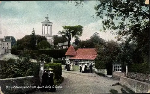 Ak Alloway Schottland, Burns' Monument from Auld Brig O'Doon