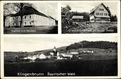 Ak Klingenbrunn Spiegelau im Bayerischen Wald Niederbayern, Waldschmidthaus am Rachel, Gasthof