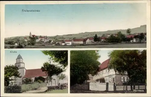 Ak Freiensteinau Hessen, Totalansicht der Ortschaft, Pfarrhaus, Kirche