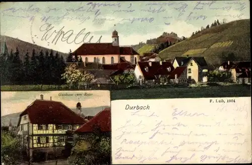 Ak Durbach in Baden Württemberg, Gasthaus zum Ritter, Blick auf den Ort