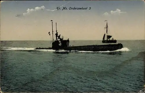 Ak Niederländisches U Boot, Hr. Ms. Onderzeeboot 3