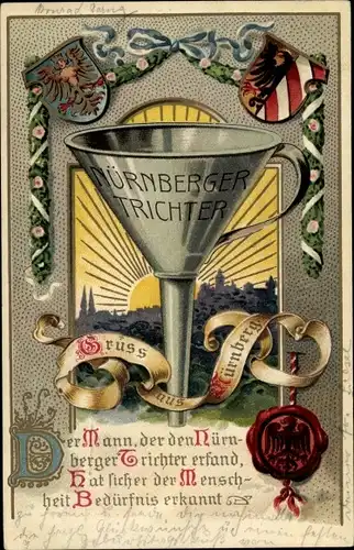 Wappen Litho Nürnberg in Mittelfranken Bayern, Nürnberger Trichter