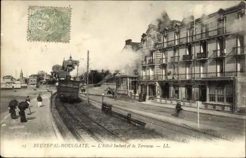 Ak Beuzeval Houlgate Calvados, Hôtel Imbert et la Terrasse, voies ferrées