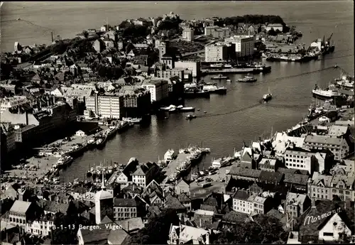 Ak Bergen Norwegen, Vagen, Blick auf den Ort