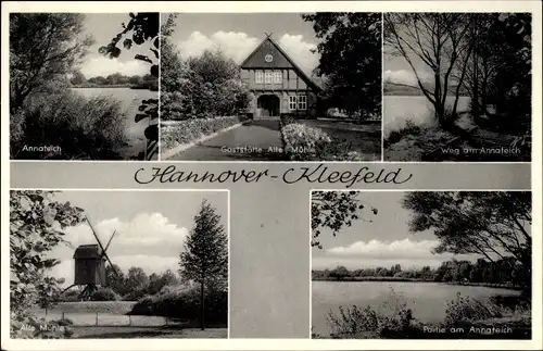 Ak Kleefeld Hannover in Niedersachsen, Gaststätte Alte Mühle, Annateich, Windmühle