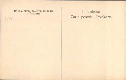 Ak Berlin Neukölln Rixdorf, Byvala skola ceskych exulantu, Schule