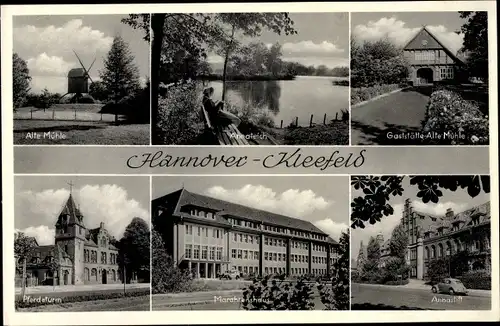 Ak Hannover Kleefeld, Pferdeturm, Annastift,  Gaststätte Alte Mühle, Windmühle