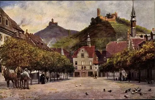 Künstler Ak Weinheim an der Bergstraße Baden, Partie auf dem Marktplatz