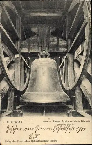 Ak Erfurt in Thüringen, Große Glocke Gloriosa, Nahaufnahme, Domglocke