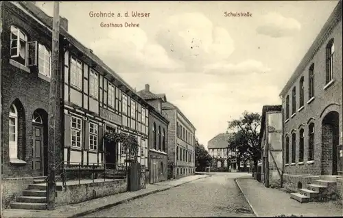 Ak Grohnde Emmerthal Weser, Gasthof Dehne, Schulstraße