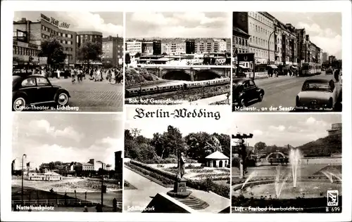 Ak Berlin Wedding, Bahnhof Gesundbrunnen, Freibad, Schillerpark, Theater, Klinke B 699