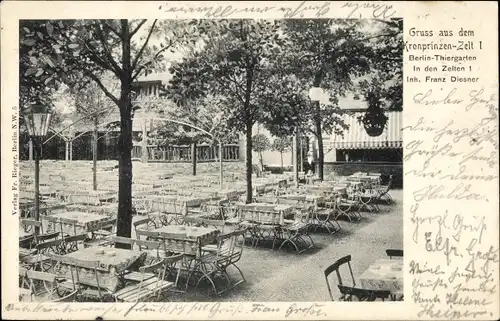 Ak Berlin Tiergarten, Terrassengarten Kronprinzenzelt, Inh. Franz Diesner