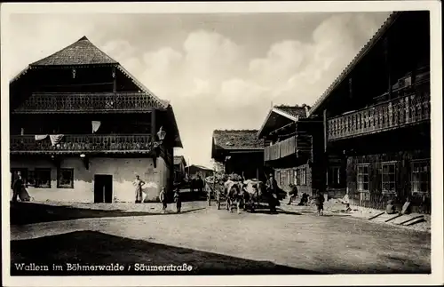 Ak Volary Wallern Südböhmen, Säumerstraße, Fuhrwerk