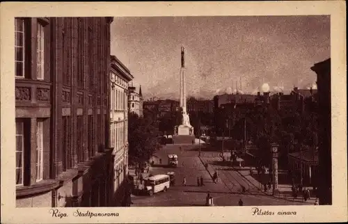 Ak Riga Lettland, Stadtpanorama, Das Freiheitsdenkmal