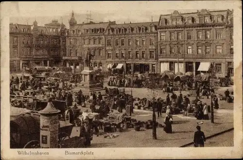 Ak Wilhelmshaven in Niedersachsen, Bismarckplatz, Markt