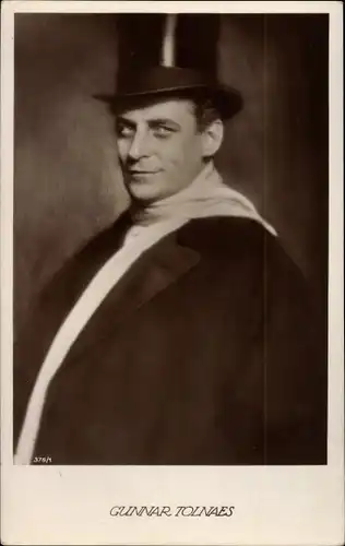 Ak Schauspieler Gunnar Tolnaes, Portrait, Zylinder