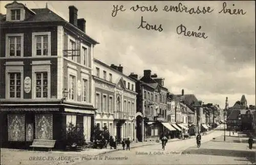 Ak Orbec en Auge Calvados, Place de la Poissonnerie