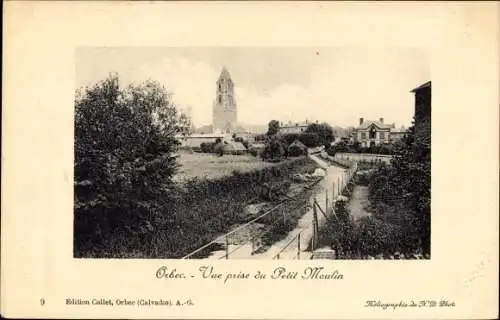 Ak Orbec Calvados, Vue prise du Petit Moulin