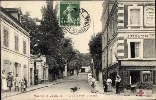 Ak Marnes la Coquette Hauts de Seine, Rue de la Porte Blanche, Hotel