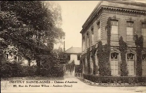 Ak Asnières Hauts-de-Seine, Institut Sainte Agnes, Chateau d'Asnieres, 89, Rue du President Wilson