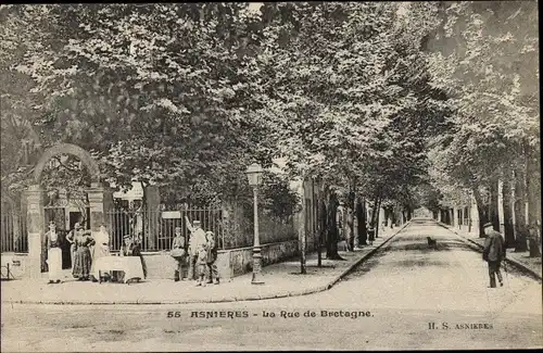 Ak Asnières Hauts-de-Seine, La Rue de Bretagne