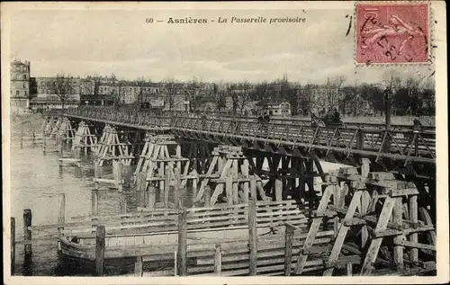 Ak Asnières Hauts-de-Seine, La Passerelle provisoire