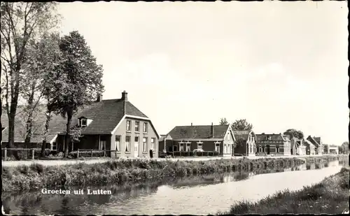 Ak Lutten Overijssel, Flusspartie, Häuser