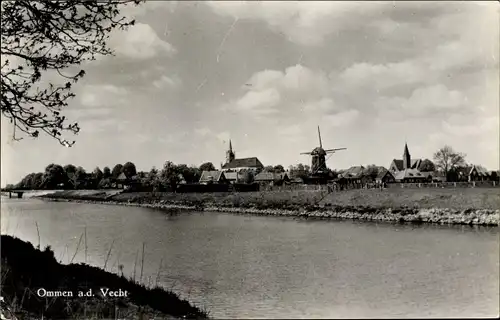 Ak Ommen Overijssel Niederlande, Vecht, Fluss, Windmühle
