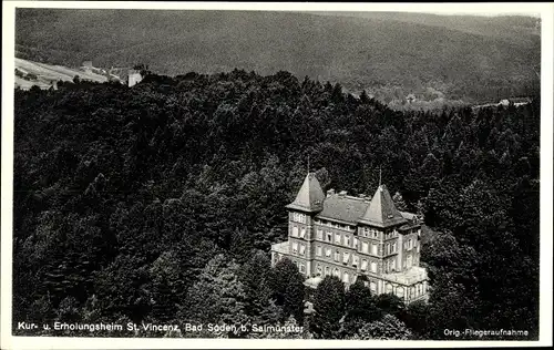 Ak Bad Soden Salmünster in Hessen, Kur und Erholungsheim St. Vincenz, Luftbild