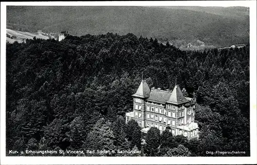 Ak Bad Soden Salmünster in Hessen, Kur und Erholungsheim St. Vincenz, Luftbild