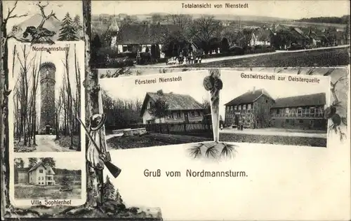 Ak Nienstedt Bad Münder am Deister, Nordmannsturm, Försterei, Gastwirtschaft zur Deisterquelle