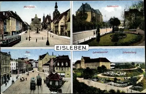 Ak Lutherstadt Eisleben, Marktplatz, Schlossplatz, Plan, Lehrerseminar