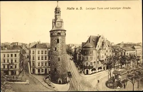 Ak Halle an der Saale, Leipziger Turm, Leipziger Straße