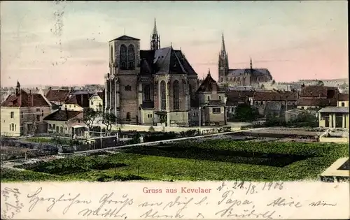 Ak Kevelaer am Niederrhein, Blick auf den Ort, Kirche