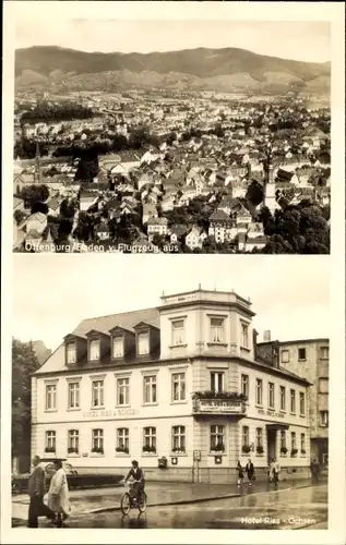 Ak Offenburg in Baden Schwarzwald, Gesamtansicht, Hotel Ries-Ochsen