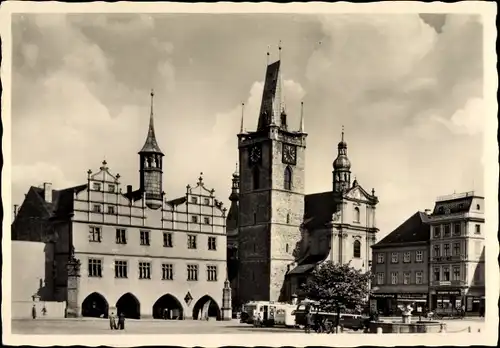 Ak Litoměřice Leitmeritz Region Aussig, Marktplatz