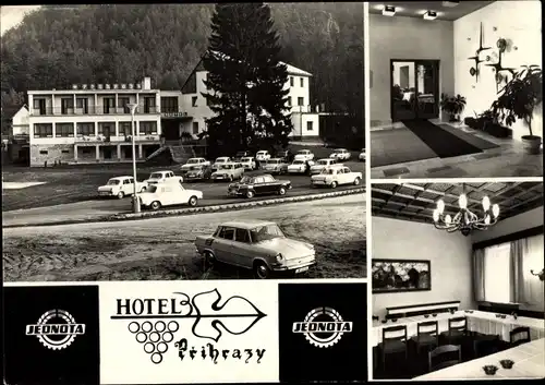 Ak Žďár u Mnichova Hradiště Schdiar Mittelböhmen, Hotel Prihrazy, Autos