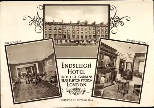 Ak London City England, Endsleigh Hotel, The Lounge, Entrance Hall