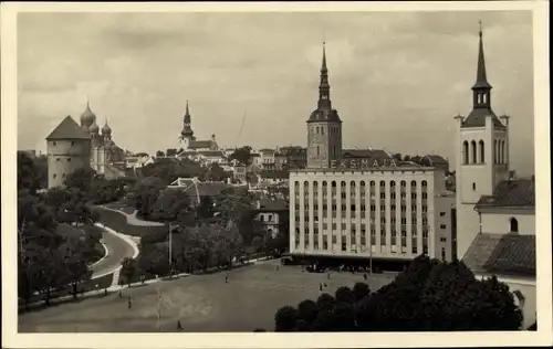 Foto Ak Tallinn Reval Estland, Stadtpartie, Platz