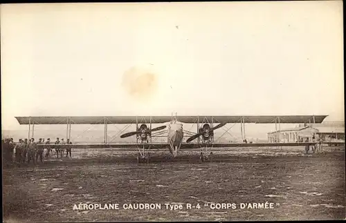 Ak Französisches Militärflugzeug, Aéroplane Caudron Type R-4, Corps d'Armée