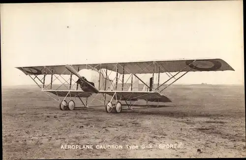 Ak Aeroplane Caudron Type G3 Sport, Franz. Propellermaschine