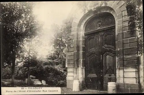 Ak Tilloloy Somme, Porte de l'Hotel d'Hinnisdal Rue Cassette