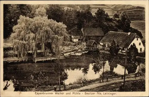 Ak Eppenbrunn Südwestpfalz, Eppenbrunner Weiher und Mühle, Bes. Nik. Leininger