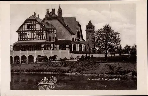 Ak Remscheid im Bergischen Land, Stadtparkhalle, Ruderboot