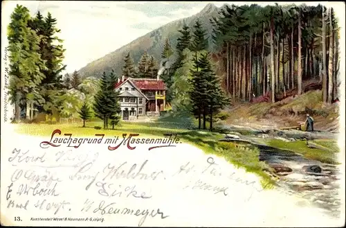Litho Tabarz im Thüringer Wald, Lauchagrund mit Massenmühle