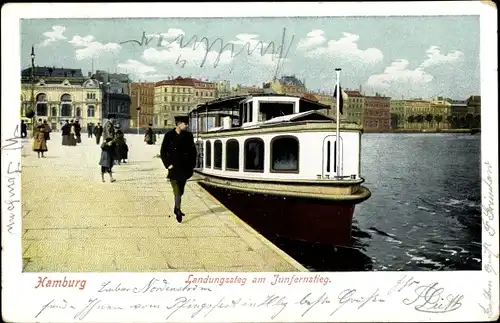 Ak Hamburg, Landungssteg am Jungfernstieg, Fähre, Binnenalster